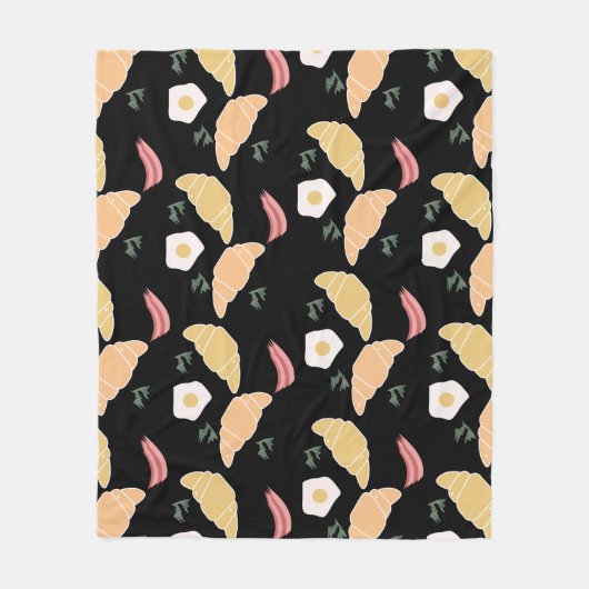 朝食ハムアンドキラントロエッグオンアクロワッサン フリースブランケット (正面)