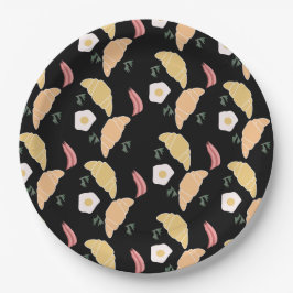 朝食ハムアンドキラントロエッグオンアクロワッサン ペーパープレート