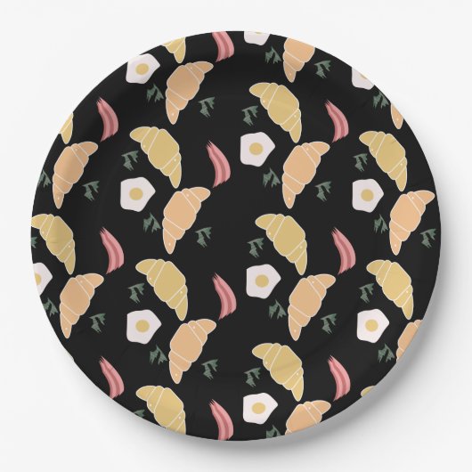 朝食ハムアンドキラントロエッグオンアクロワッサン ペーパープレート (正面)