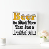 朝食ビール スクエア壁時計 (ホーム)