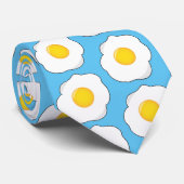 朝食フライドエッグパターングルメブルー ネクタイ (ロール)