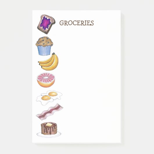 朝食フーズ食料品リスト食料品の投稿 ポストイット (正面)