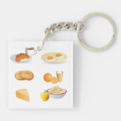朝食フードコーヒー，クロワッサン，卵，ベーグル キーホルダー (裏面)