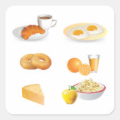 朝食フードコーヒー,クロワッサン,卵,ベーグル スクエアシール (正面)