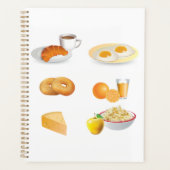 朝食フードコーヒー，クロワッサン，卵，ベーグル プランナー手帳 (正面)