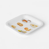 朝食フードコーヒー,クロワッサン,卵,ベーグル ペーパープレート (傾斜あり)