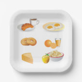 朝食フードコーヒー,クロワッサン,卵,ベーグル ペーパープレート (正面)