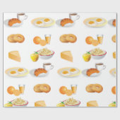 朝食フードコーヒー，クロワッサン，卵，ベーグル ラッピングペーパー (フラット)