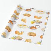 朝食フードコーヒー，クロワッサン，卵，ベーグル ラッピングペーパー (アンロールド)