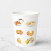 朝食フードコーヒー，クロワッサン，卵，ベーグル 紙コップ (正面)