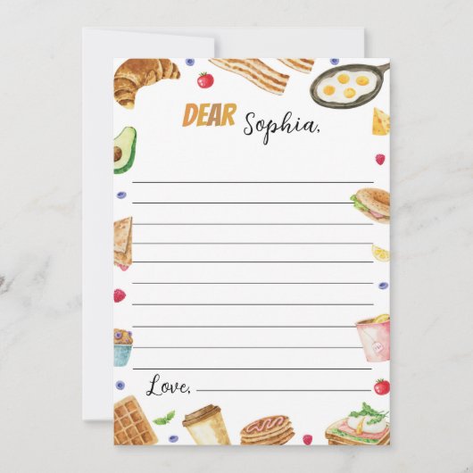 朝食ブランチ時間カプセルノートメッセージカード サンキューカード (正面)