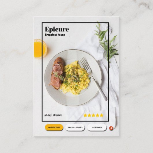 朝食レストランインターフェースビジネスカード 名刺 (正面)