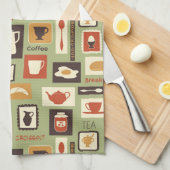 朝食レトロ付きキッチンパターン キッチンタオル (四つ折り)