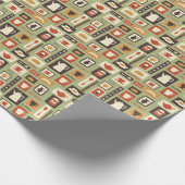 朝食レトロ付きキッチンパターン ラッピングペーパー (角)