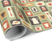 朝食レトロ付きキッチンパターン ラッピングペーパー (ロールコーナー)
