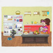 朝食仲間 フリースブランケット (正面(横))