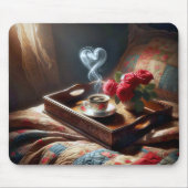 朝食用トレーのモーニングコーヒー マウスパッド (正面)