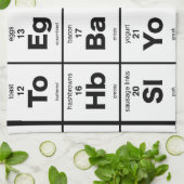 朝食用食品の周期表 キッチンタオル (折り畳み)