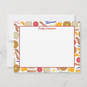 朝食用食品平らなNotecards ノートカード