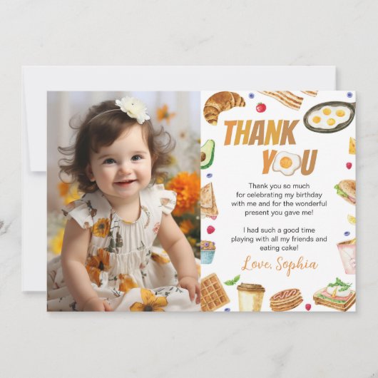 朝食 ブランシュ 誕生日 写真 ありがとうカード サンキューカード (正面)