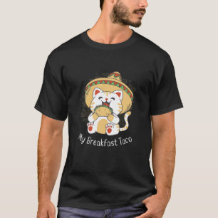 朝食Taのタコを持ったかわいい猫メキシコ Tシャツ
