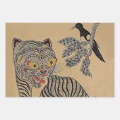 朝鮮の古民画 虎の掛軸 ラッピングペーパーシート (正面)