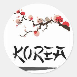 朝鮮の墨伝統的な旅行ポスター ラウンドシール
