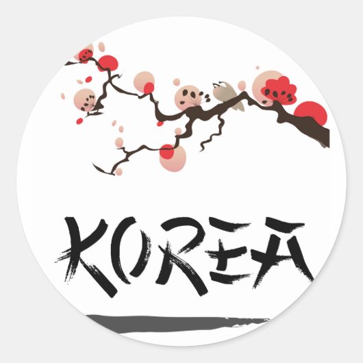 朝鮮の墨伝統的な旅行ポスター ラウンドシール (正面)