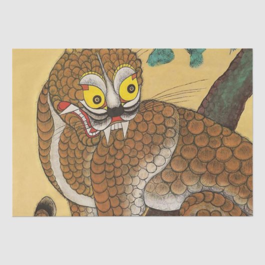 朝鮮の醜いトラの民画 薄葉紙 (正面)