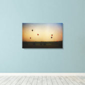 朝3パネルキャンバスの熱気球 キャンバスプリント (インサイチュ (ウッドフロア))