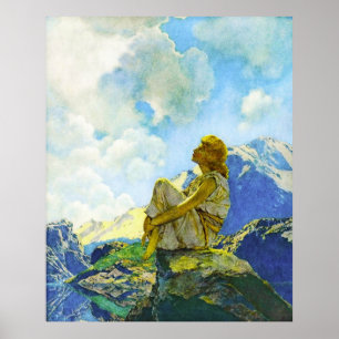 朝(春)、by Maxfield Parrish ポスター