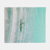 朝、砂の上の白ヒトデ フリースブランケット (正面(横))