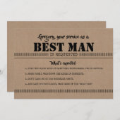 期待される内容 – おもしろい花婿介添人提案 招待状 (正面/裏面)