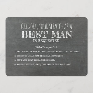 期待される内容 – おもしろい花婿介添人提案 招待状