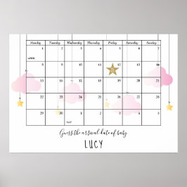 期待する期日の雲の星ベビーシャワーゲーム ポスター