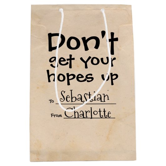 期待を裏切るなパーソナライズされた ミディアムペーパーバッグ (正面)