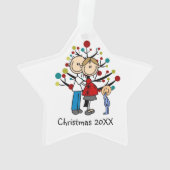 期待カップル幼児の男の子のクリスマスの飾り オーナメント (裏面)