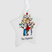 期待カップル幼児の男の子のクリスマスの飾り オーナメント (正面)