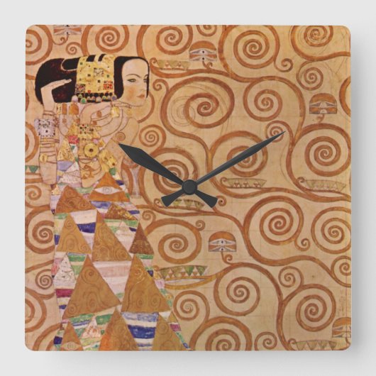 期待クリムトヴィンテージビクトリアンアールヌーボー スクエア壁時計 (正面)