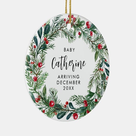 期待ベビー妊娠の発表植物学 セラミックオーナメント (右)