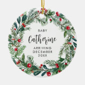 期待ベビー妊娠の発表植物学 セラミックオーナメント (正面)