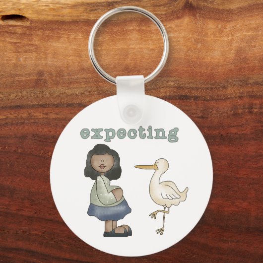 期待 – アフリカ系アメリカ人の母とコウノトリ キーホルダー (正面)