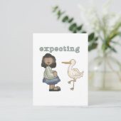 期待 – アフリカ系アメリカ人の母とコウノトリ ポストカード (スタンド正面)
