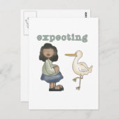 期待 – アフリカ系アメリカ人の母とコウノトリ ポストカード (正面/裏面)