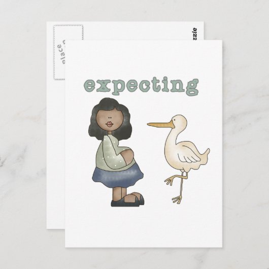 期待 – アフリカ系アメリカ人の母とコウノトリ ポストカード (正面/裏面)