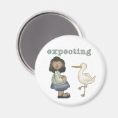 期待 – アフリカ系アメリカ人の母とコウノトリ マグネット (正面/裏面)