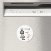 期待 – アフリカ系アメリカ人の母とコウノトリ マグネット (インサイチュ (食洗機))