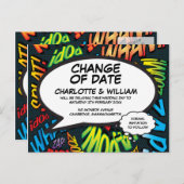 期日おもしろい延期おもしろいの変モダン更 案内ポストカード (正面/裏面)