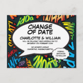 期日おもしろい延期おもしろいの変モダン更 案内ポストカード (正面)