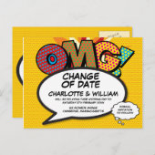 期日の変更シンプルおもしろいモダン漫画 ポストカード (正面/裏面)